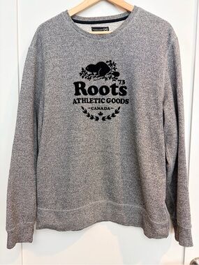 Roots Athletic Goods Grey Salt & Pepper Crewneck Sweatshirt Medium